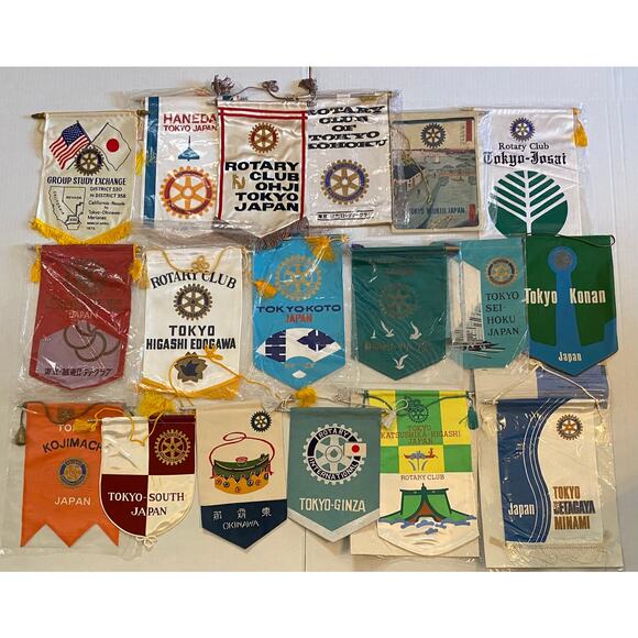 Vintage 70's Rotary International Banner Flag Tokyo Japan Lot of 18 988A